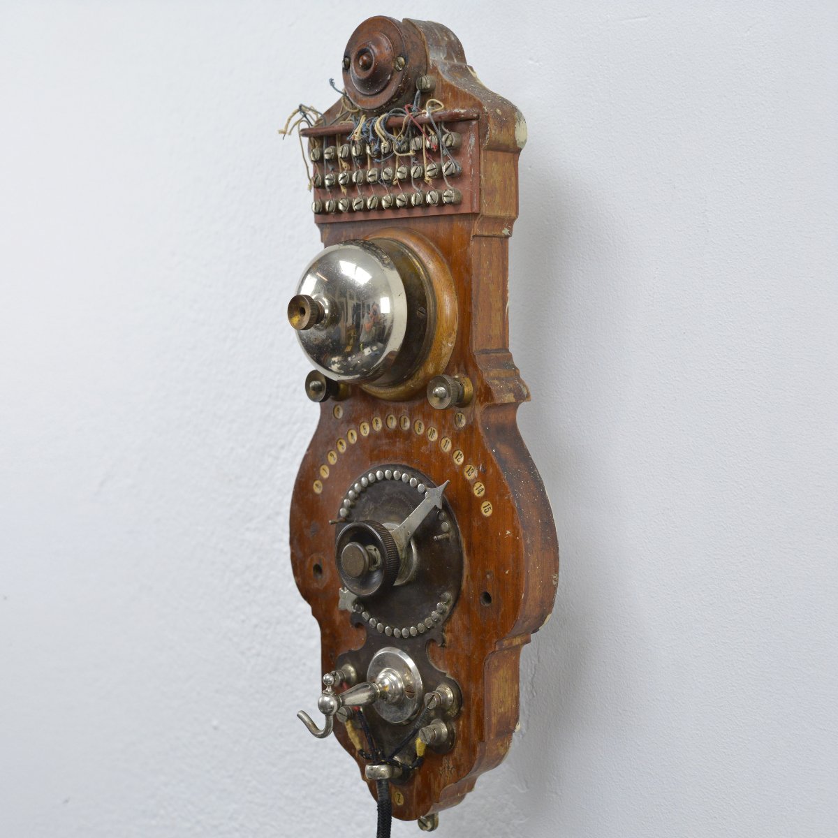 Antique Wooden Wall Intercom Telephone Switchboard By L.m. Ericsson Type Ha 100-photo-3
