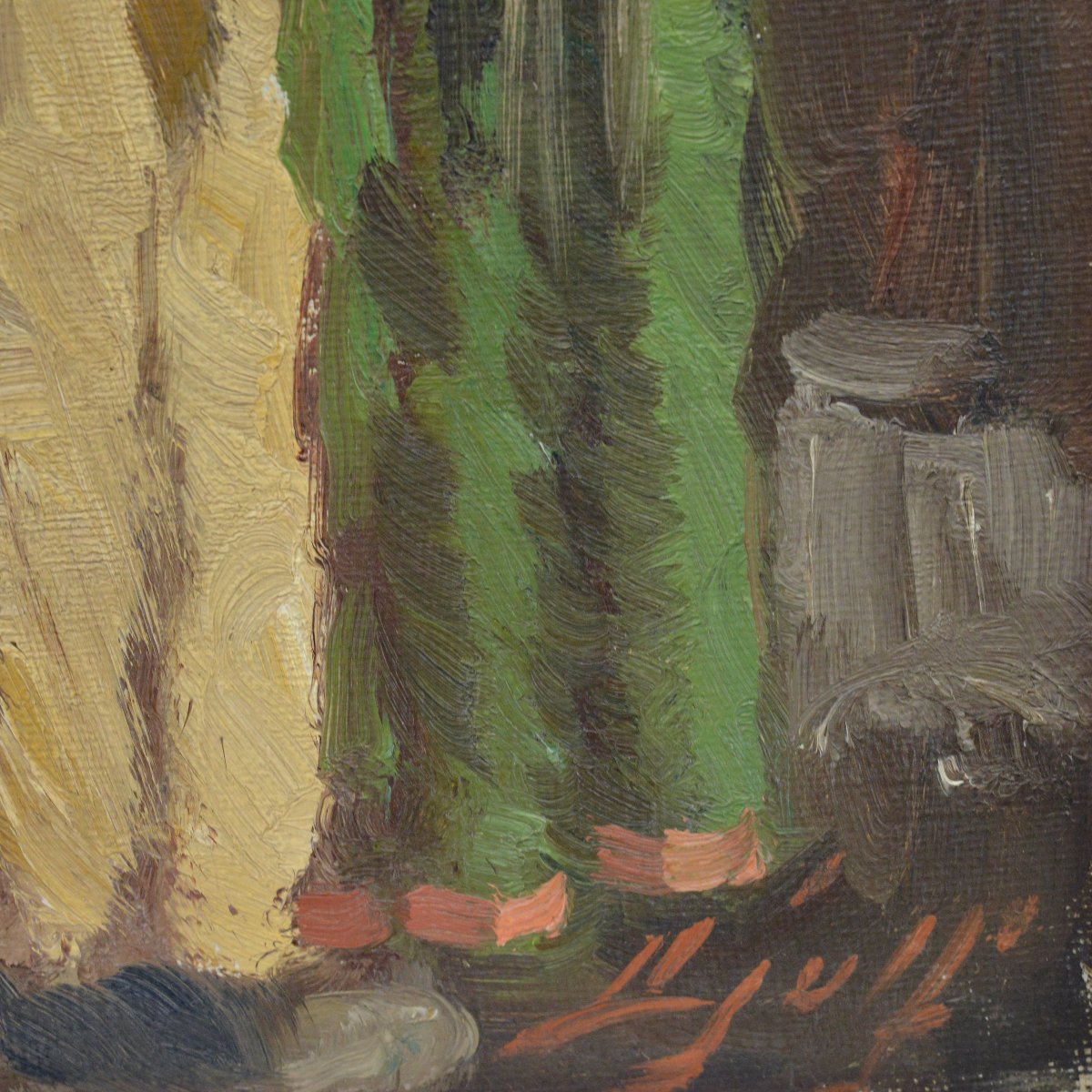 Ancienne peinture huile réaliste danoise 1920 marché poissons Copenhague signée-photo-3