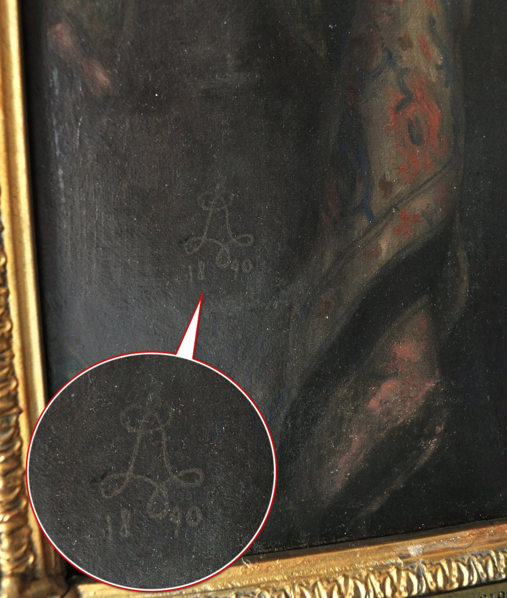 1890 Peinture Huile Romantique Britannique Allemande Scene Italienne Berger et Fille Signee-photo-3