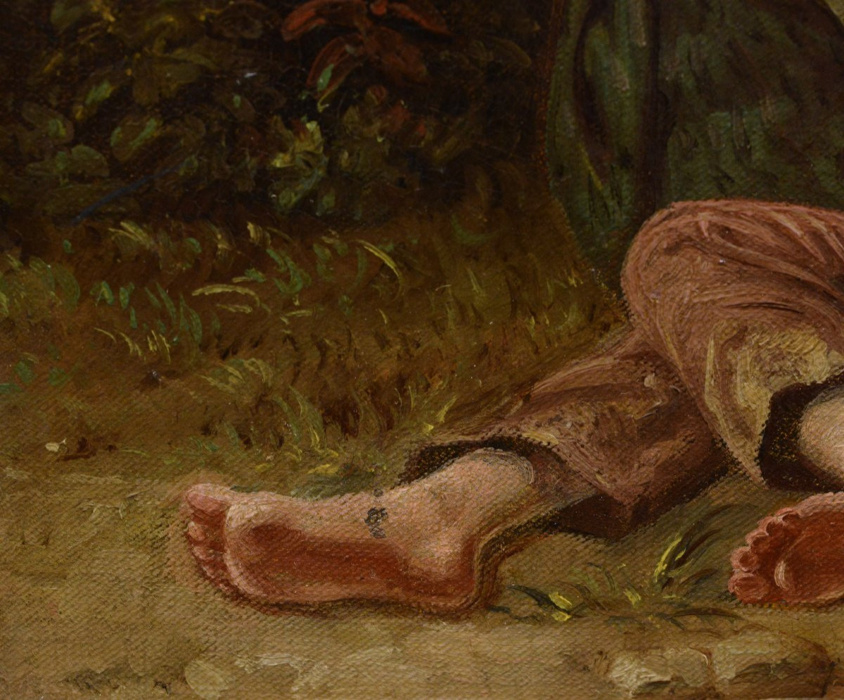 Portrait de Famille Peinture Huile XIXe Siecle Romantique Suedois Encadre-photo-4