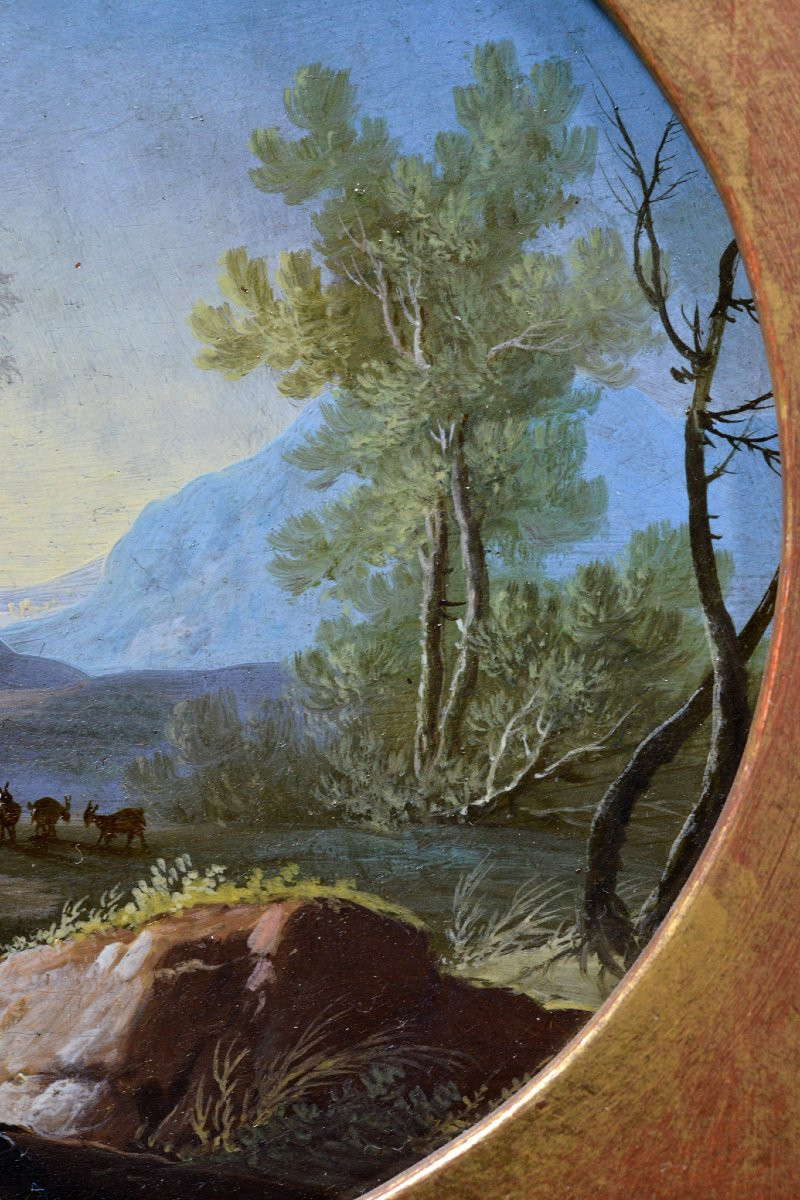 18th Century French Rococo Miniature Oil On Copper Pastoral Scene Signed-photo-4