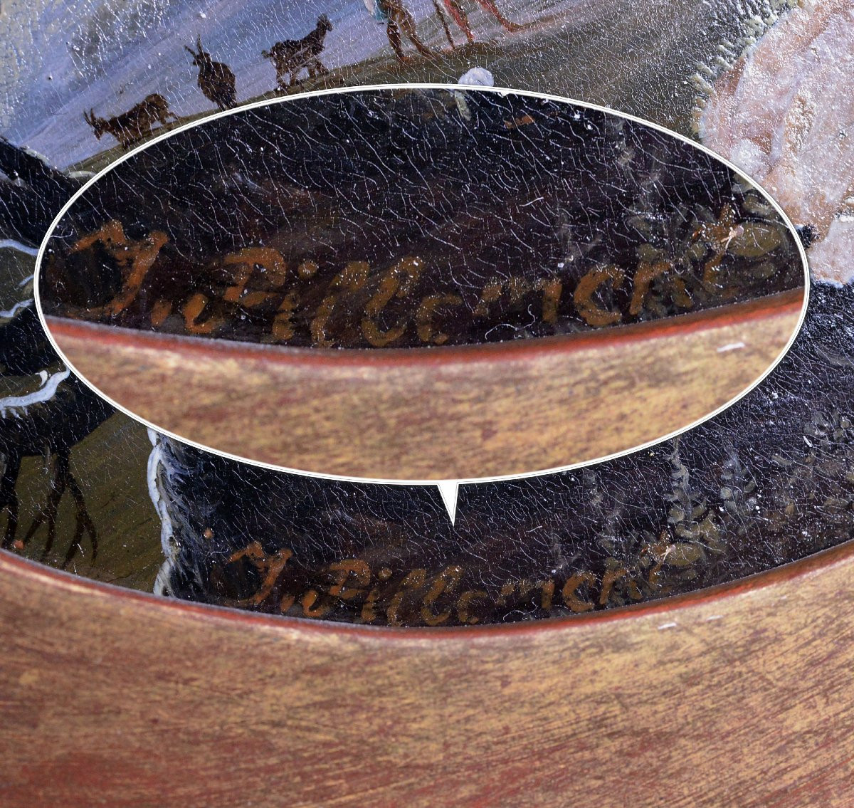 18th Century French Rococo Miniature Oil On Copper Pastoral Scene Signed-photo-1