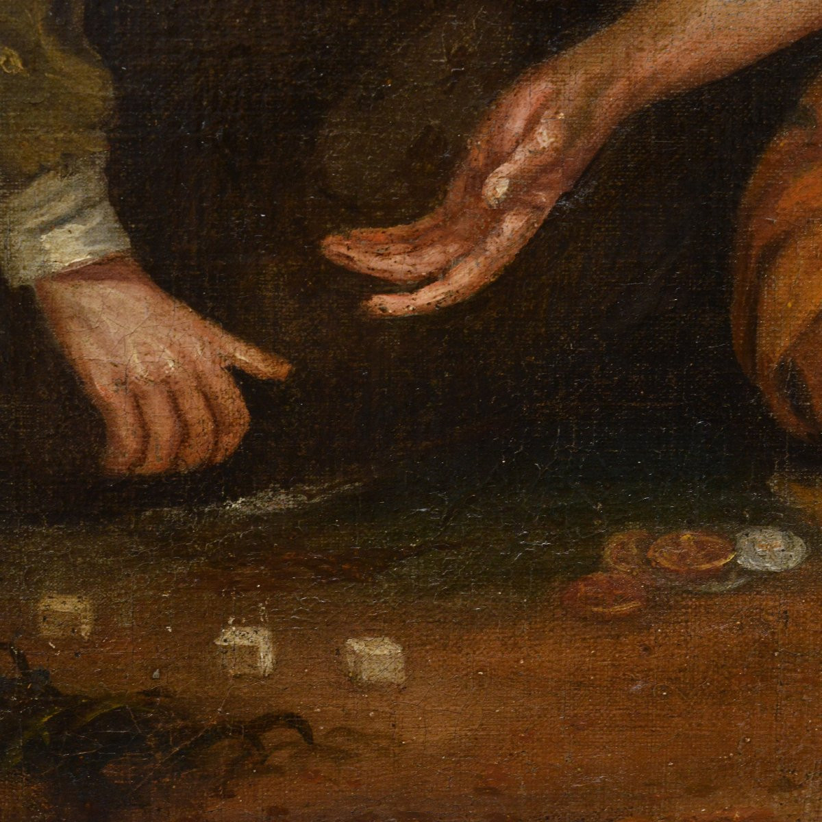 Maitre Ancien 17e Siecle Scene de Genre Baroque Huile sur Toile Joueurs de Des Rue-photo-2