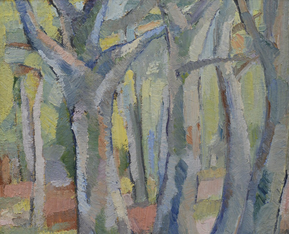 Carl Berndtsson Swedish Modernist Forest Landscape 20th C Oil Painting Framed-photo-4