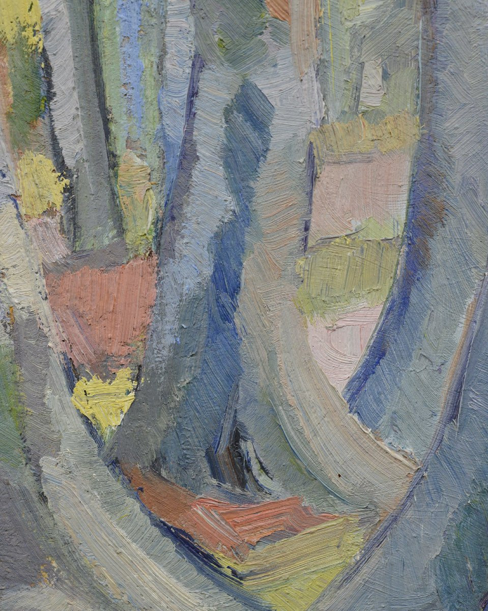 Carl Berndtsson Swedish Modernist Forest Landscape 20th C Oil Painting Framed-photo-2