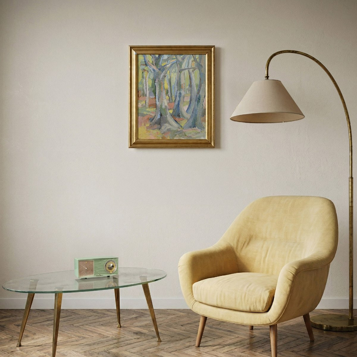 Carl Berndtsson Swedish Modernist Forest Landscape 20th C Oil Painting Framed-photo-7