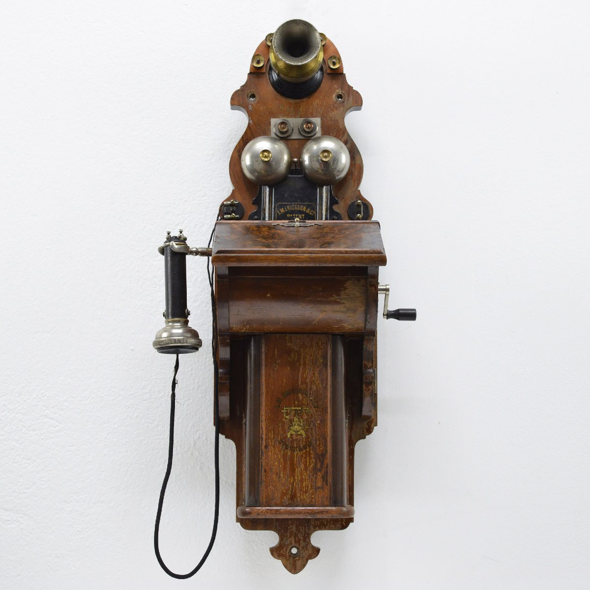 Ericsson Telephone Mural Ancien Suedois 1901 Manivelle Magneto Long Pole AB220-photo-3