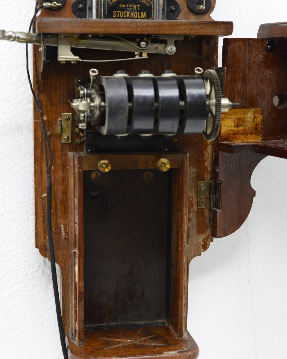 Ericsson Telephone Mural Ancien Suedois 1901 Manivelle Magneto Long Pole AB220-photo-2