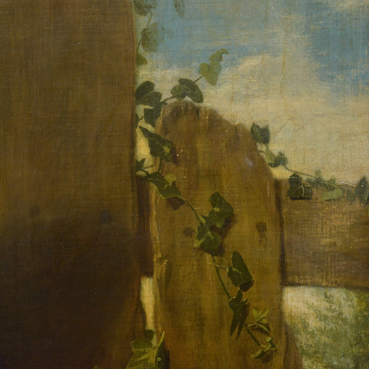 Portrait Romantique Debut 19e Siecle Jeune Femme Panier de Fleurs Huile Toile-photo-5