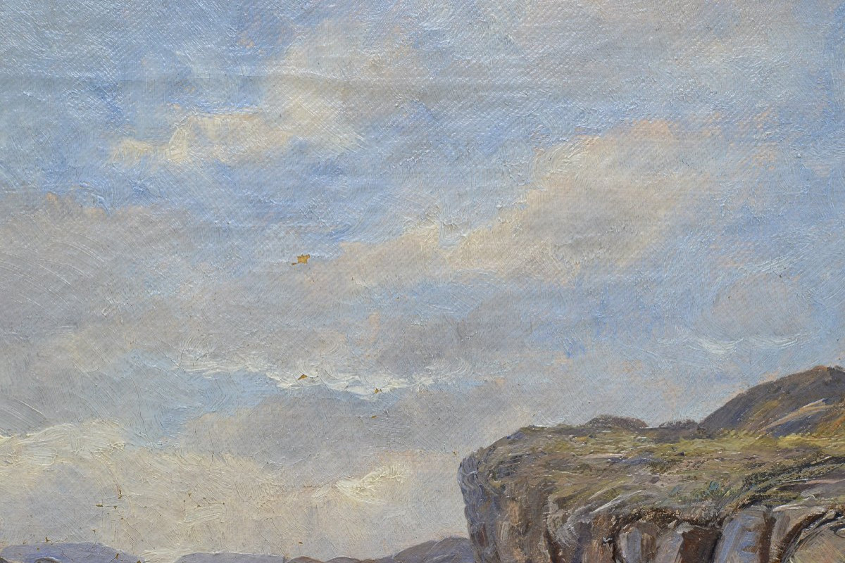 1885 Antique Scandinavian Coastal Scene Fishing Boats Oil Painting By Andersson-photo-1