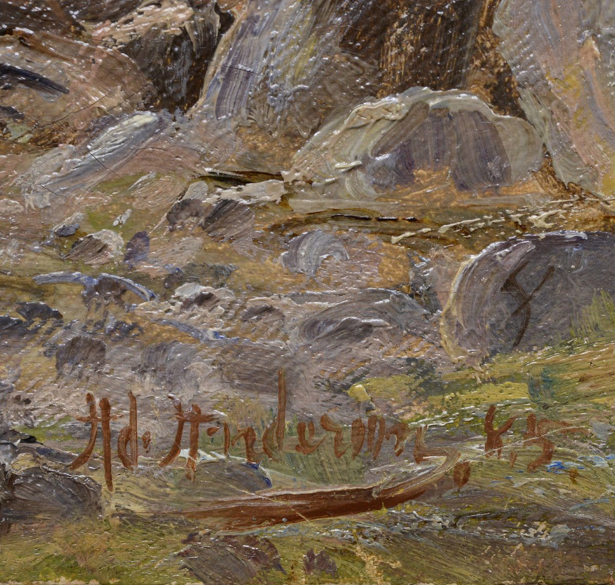 1885 Antique Scandinavian Coastal Scene Fishing Boats Oil Painting By Andersson-photo-2