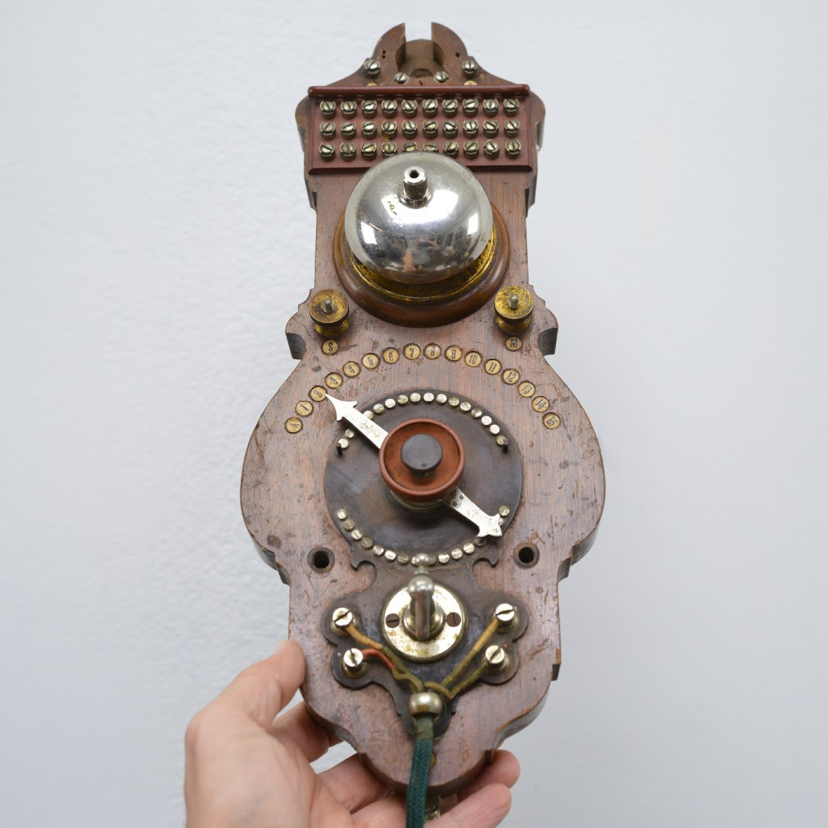 1907 Antique Ericsson HA100 Telephone Interphone Mural En Bois Standard-photo-4