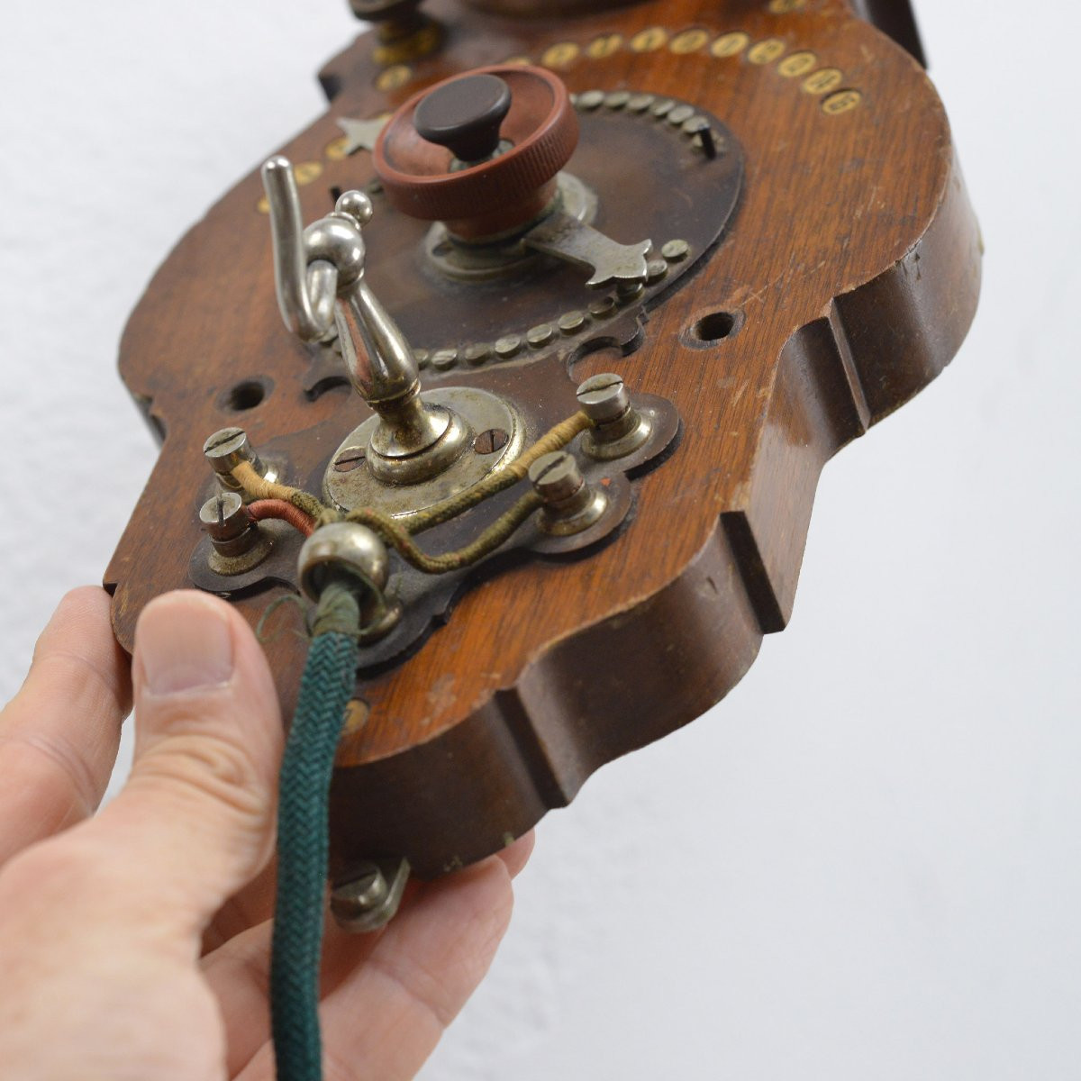 1907 Antique Ericsson HA100 Telephone Interphone Mural En Bois Standard-photo-4