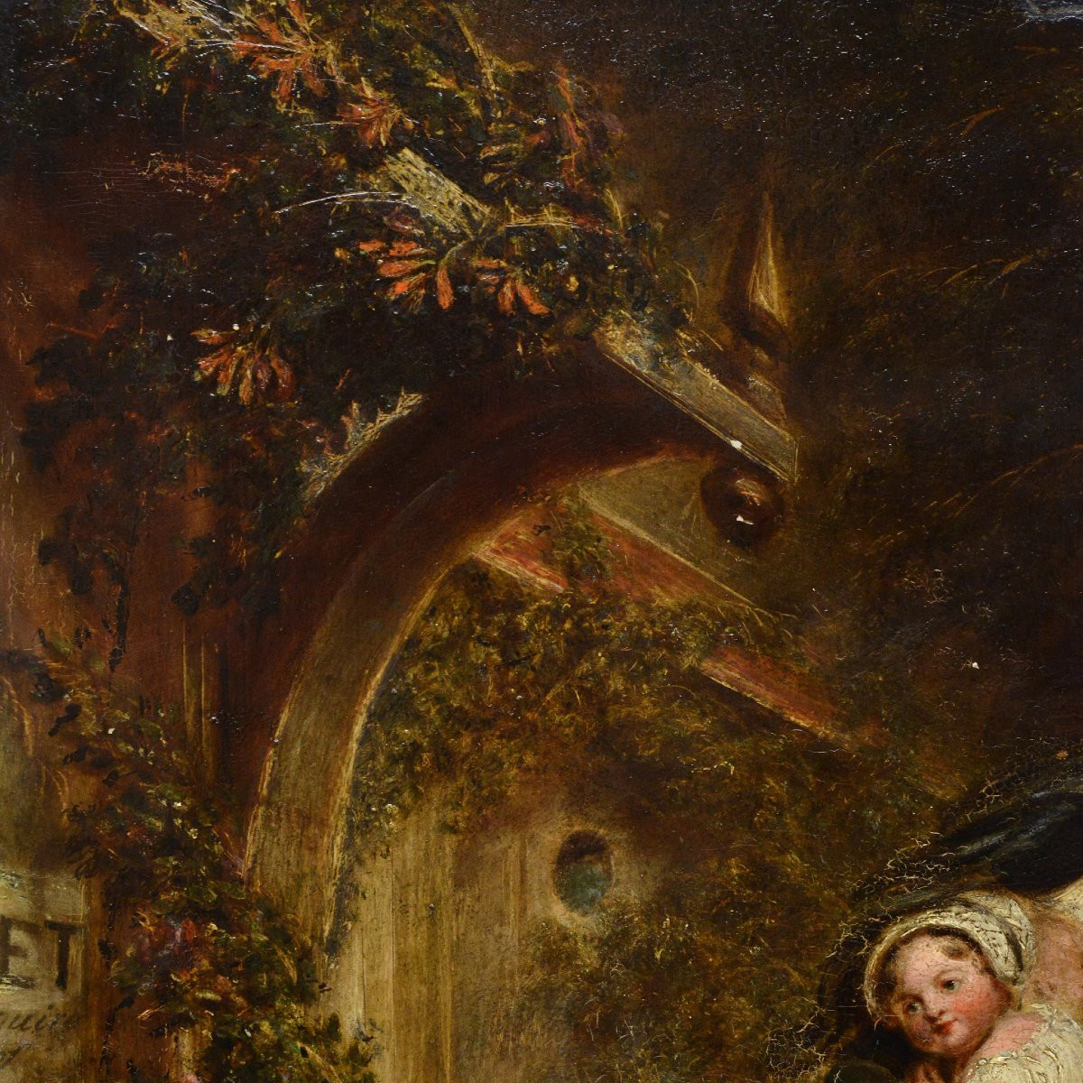 Peinture a l huile originale 19e siecle epoque victorienne scene encadree-photo-5