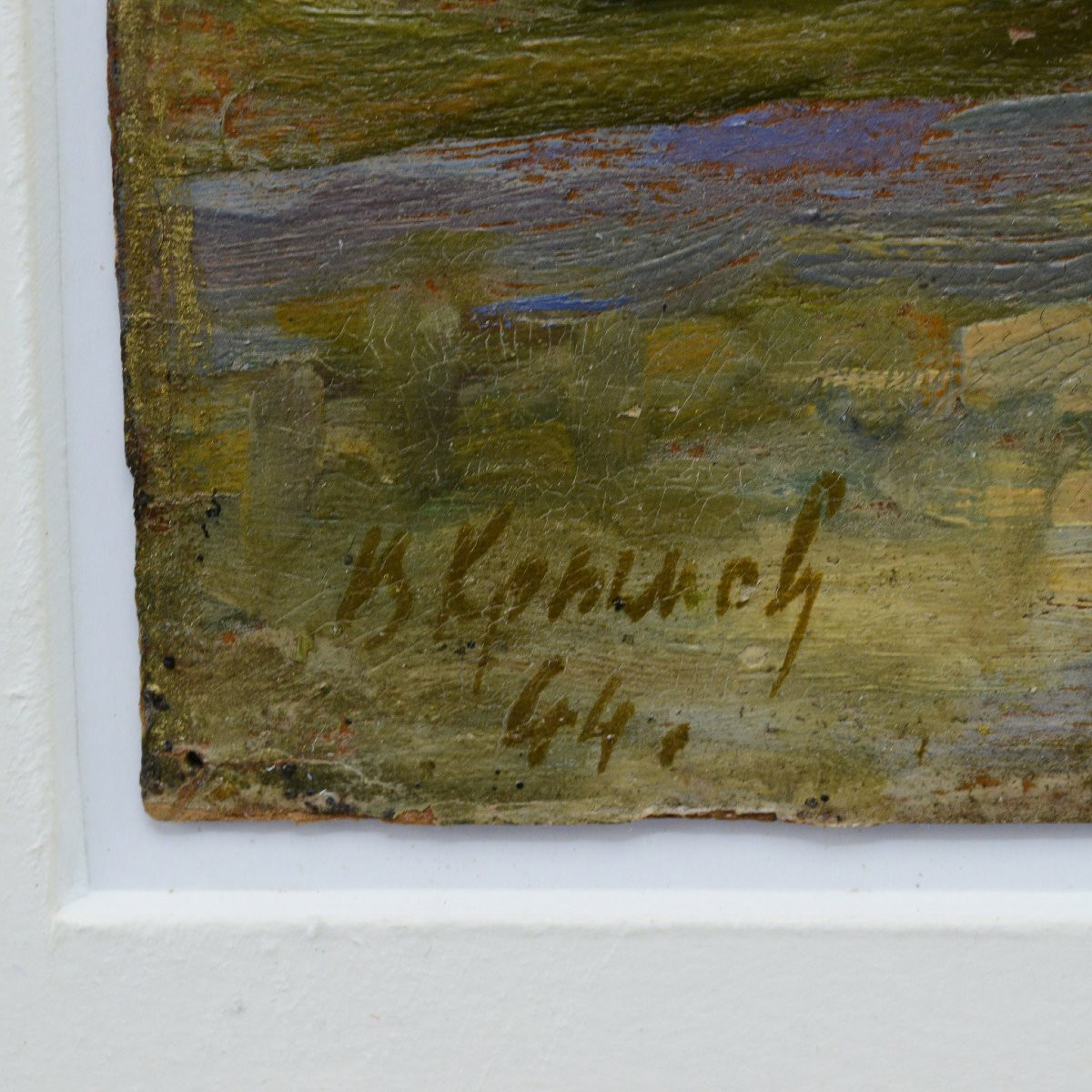 1944 Russian Classical Summer Landscape Oil Study Riverside Church Signed Framed-photo-5