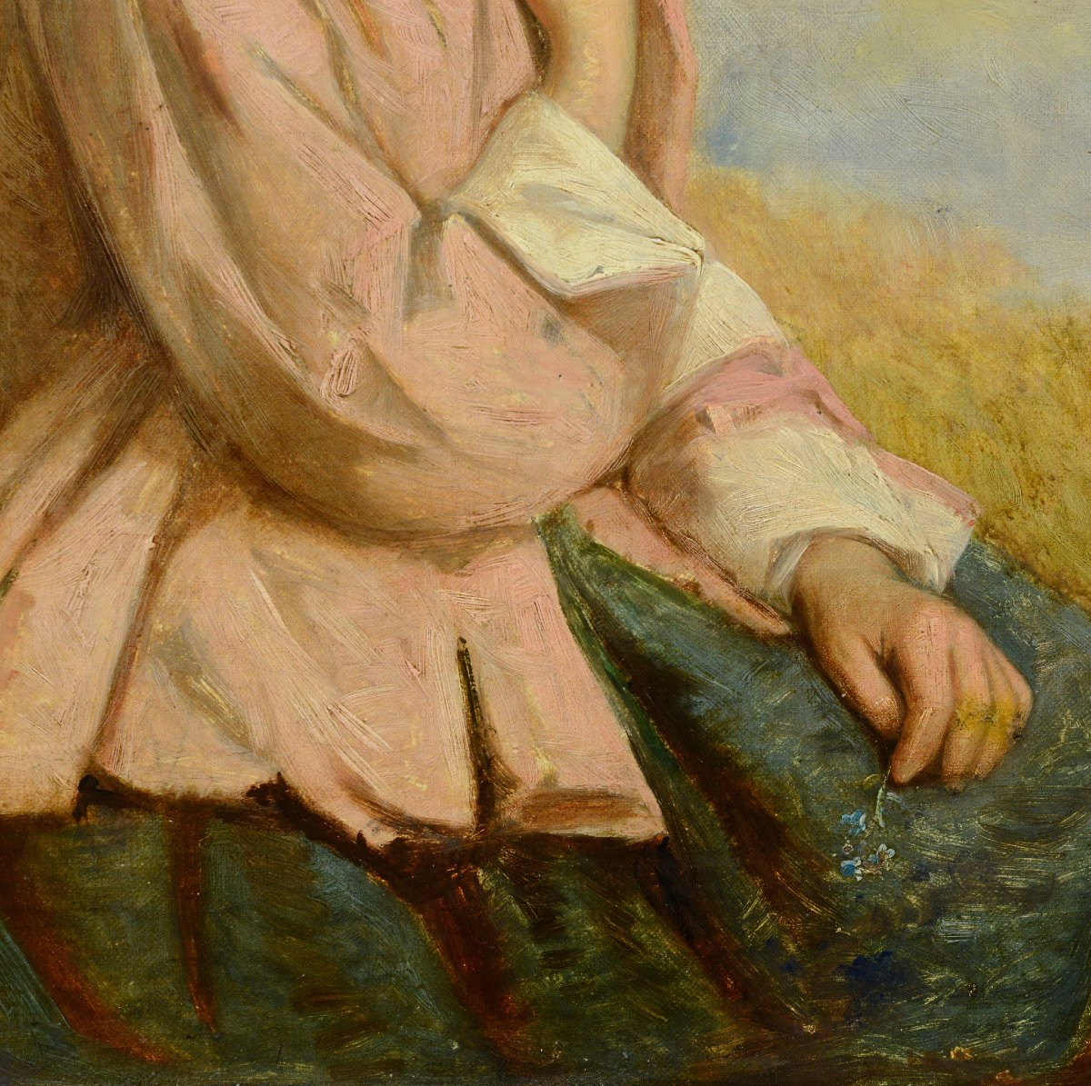19th Century British Victorian Romantic Young Woman Portrait Oil Canvas Framed-photo-4