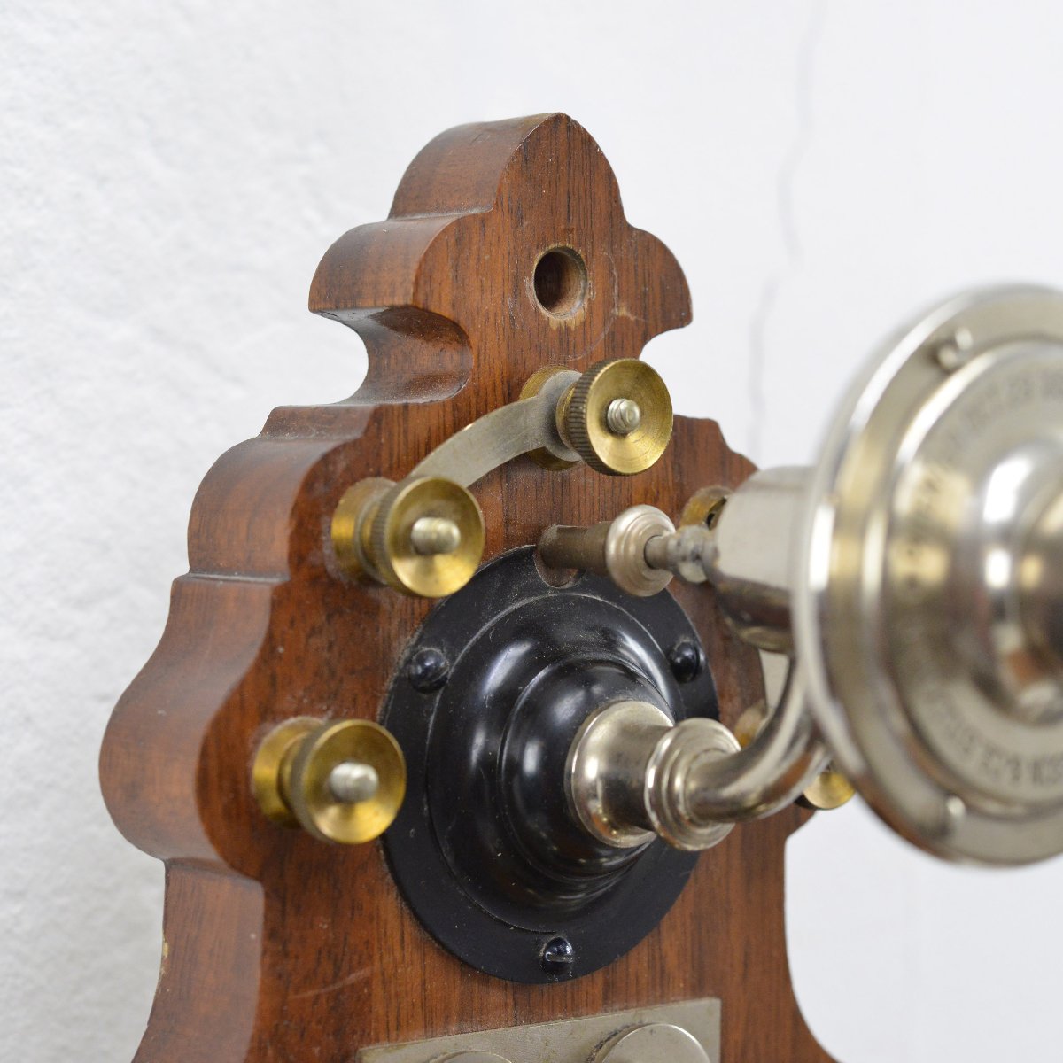 1918 Art Nouveau Swedish Wooden Wall Telephone Ericsson Model 305 Crank Magneto-photo-1