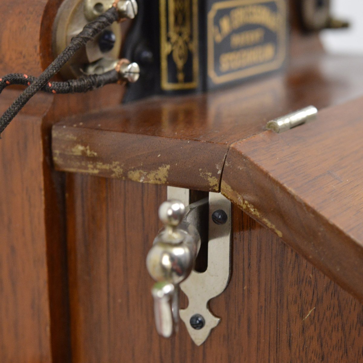 1918 Art Nouveau Swedish Wooden Wall Telephone Ericsson Model 305 Crank Magneto-photo-8