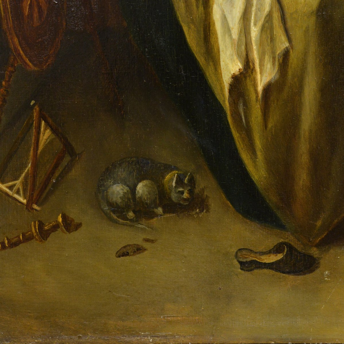19e Siecle d apres van Brekelenkam Scene de Genre Hollandaise La Priere Huile Panneau-photo-2