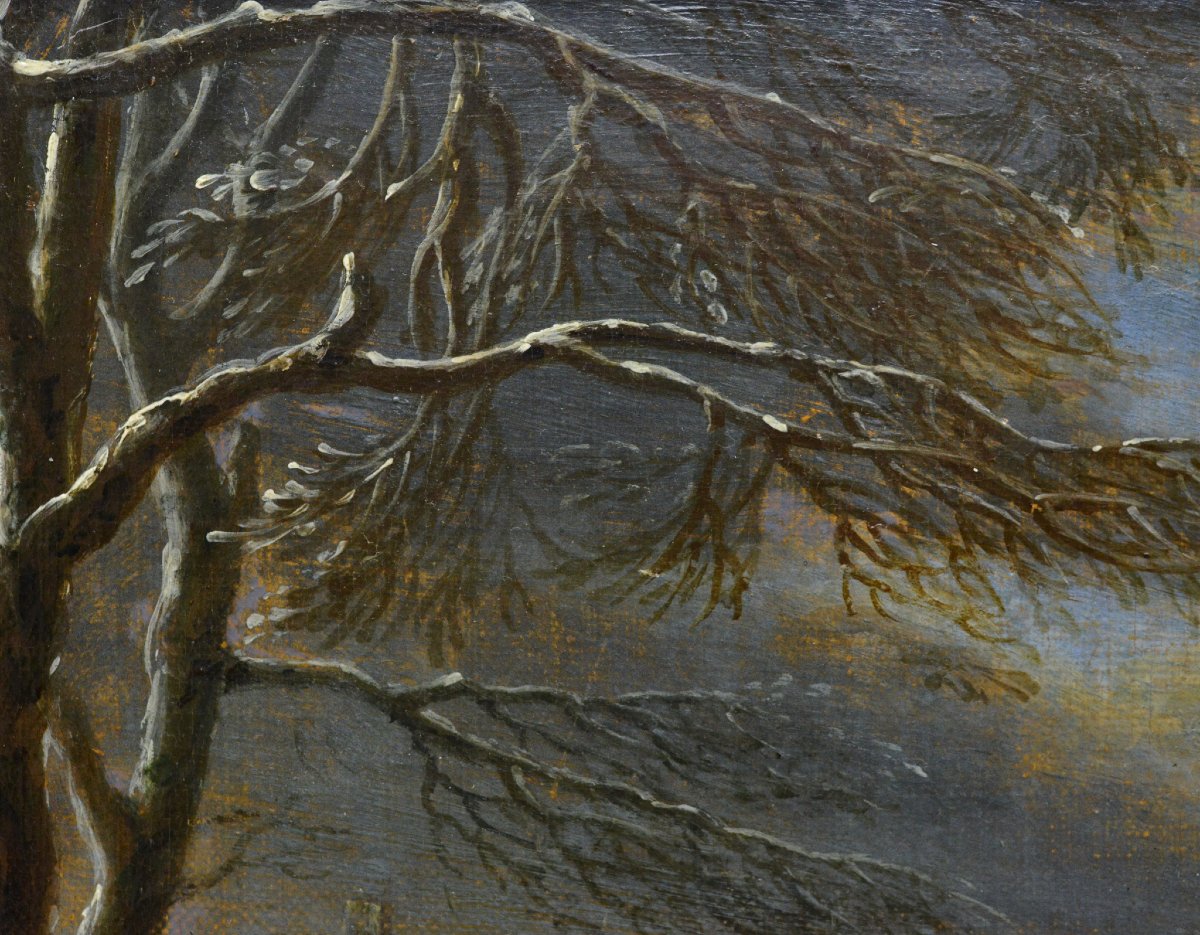 Peinture Huile XVIIe Baroque Capriccio Hiver Paysage Cercle Ruisdael Cadre-photo-4