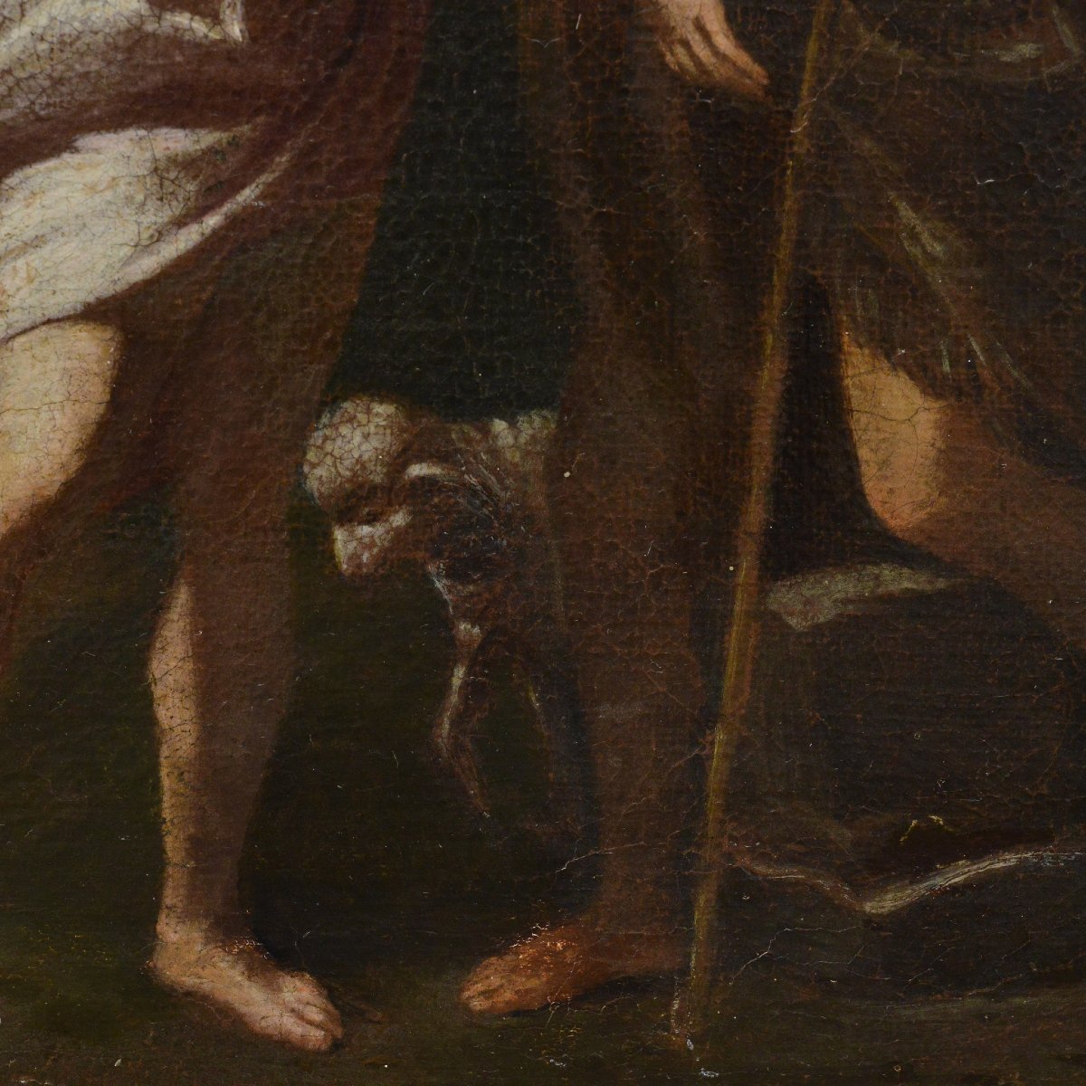 Peinture Huile Baroque Ecole Italienne 17e Siecle Christ Jean Baptiste Encadree-photo-2