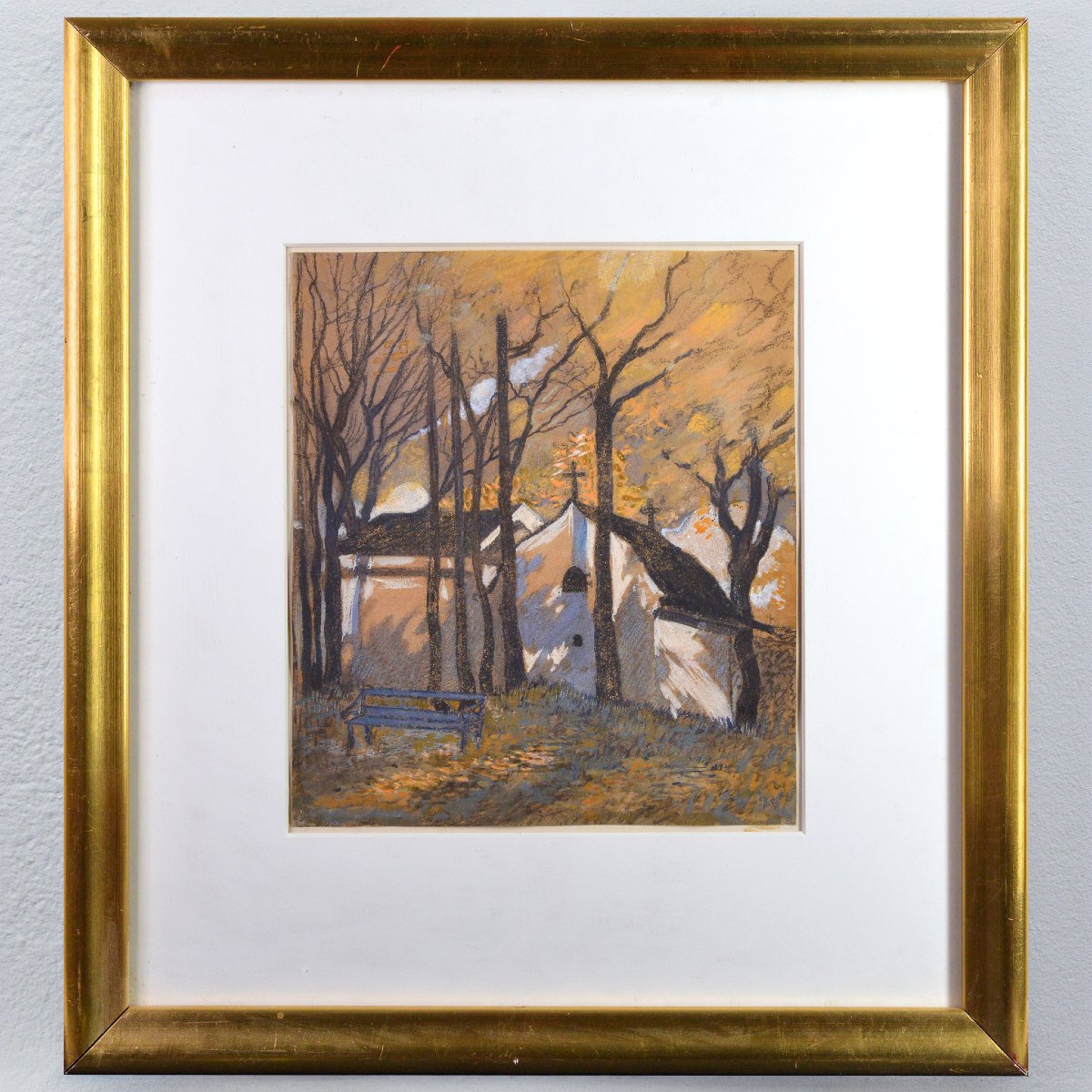 Paysage Automnal Post Impressionnisme Début 20e Siècle Technique Mixte Signé Encadré