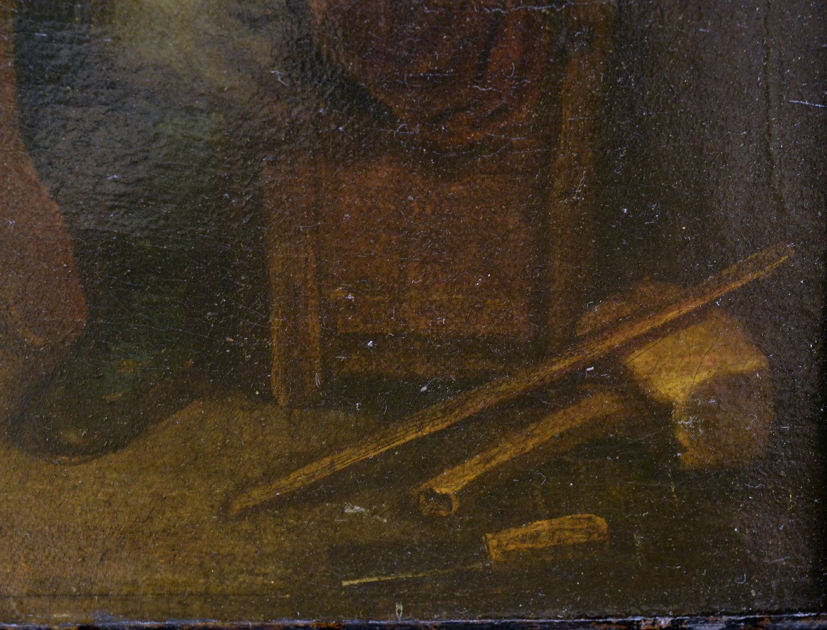 17th Century Baroque Flemish School Tavern Genre Scene Card Players Oil Canvas-photo-3