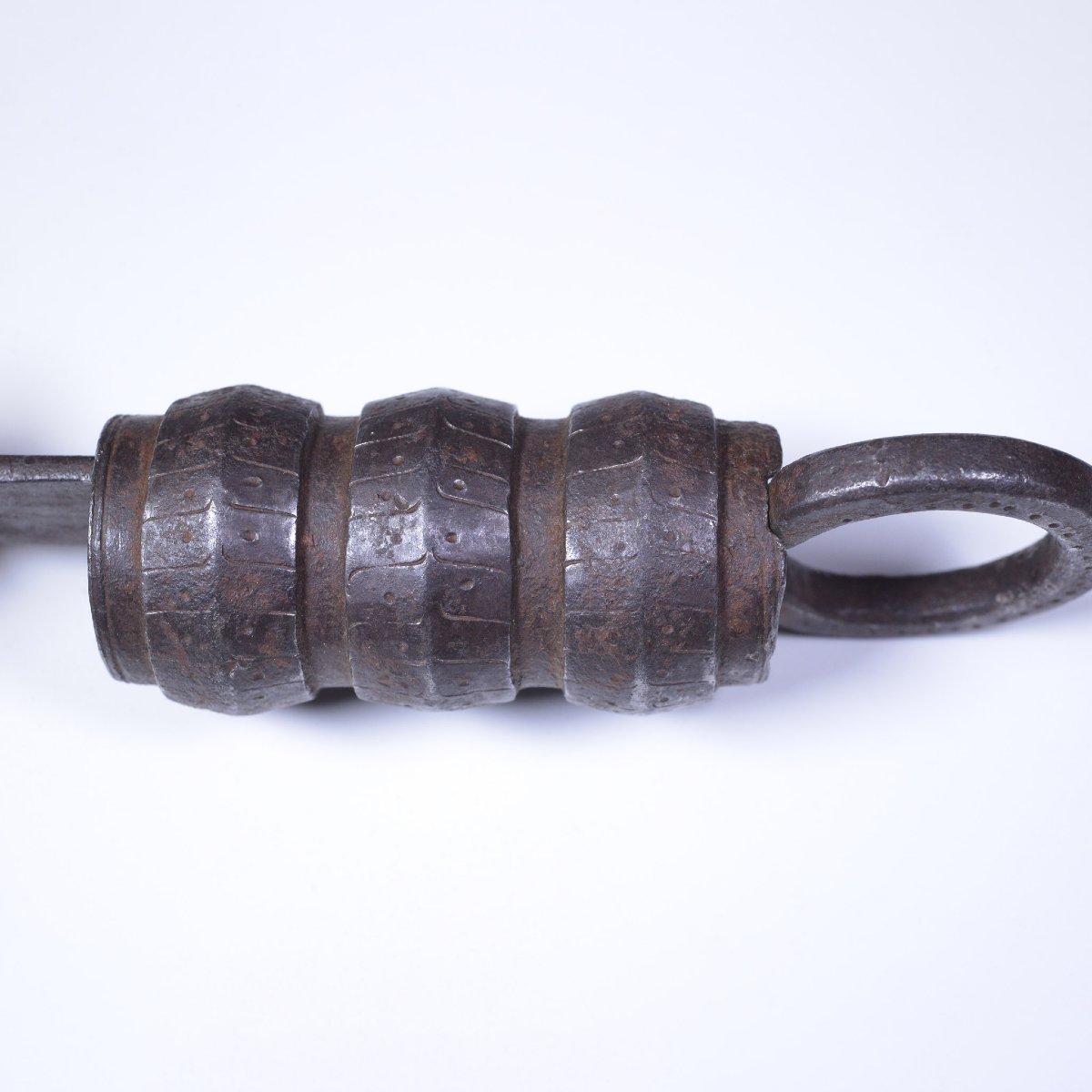 17e Siecle Cadenas Cylindrique Ancien Europeen Fer Forge Main Orne Cle Longue-photo-2