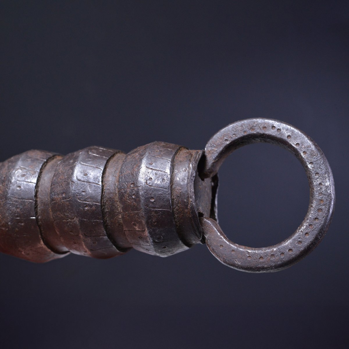 17e Siecle Cadenas Cylindrique Ancien Europeen Fer Forge Main Orne Cle Longue-photo-3