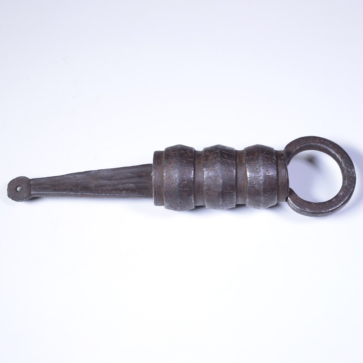 17e Siecle Cadenas Cylindrique Ancien Europeen Fer Forge Main Orne Cle Longue
