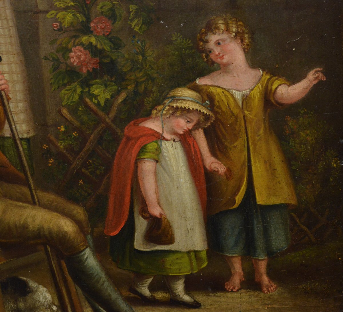 Fin 18e Siecle Scene de Genre Familiale Sentimentale Europeenne Huile Panneau Encadree-photo-4