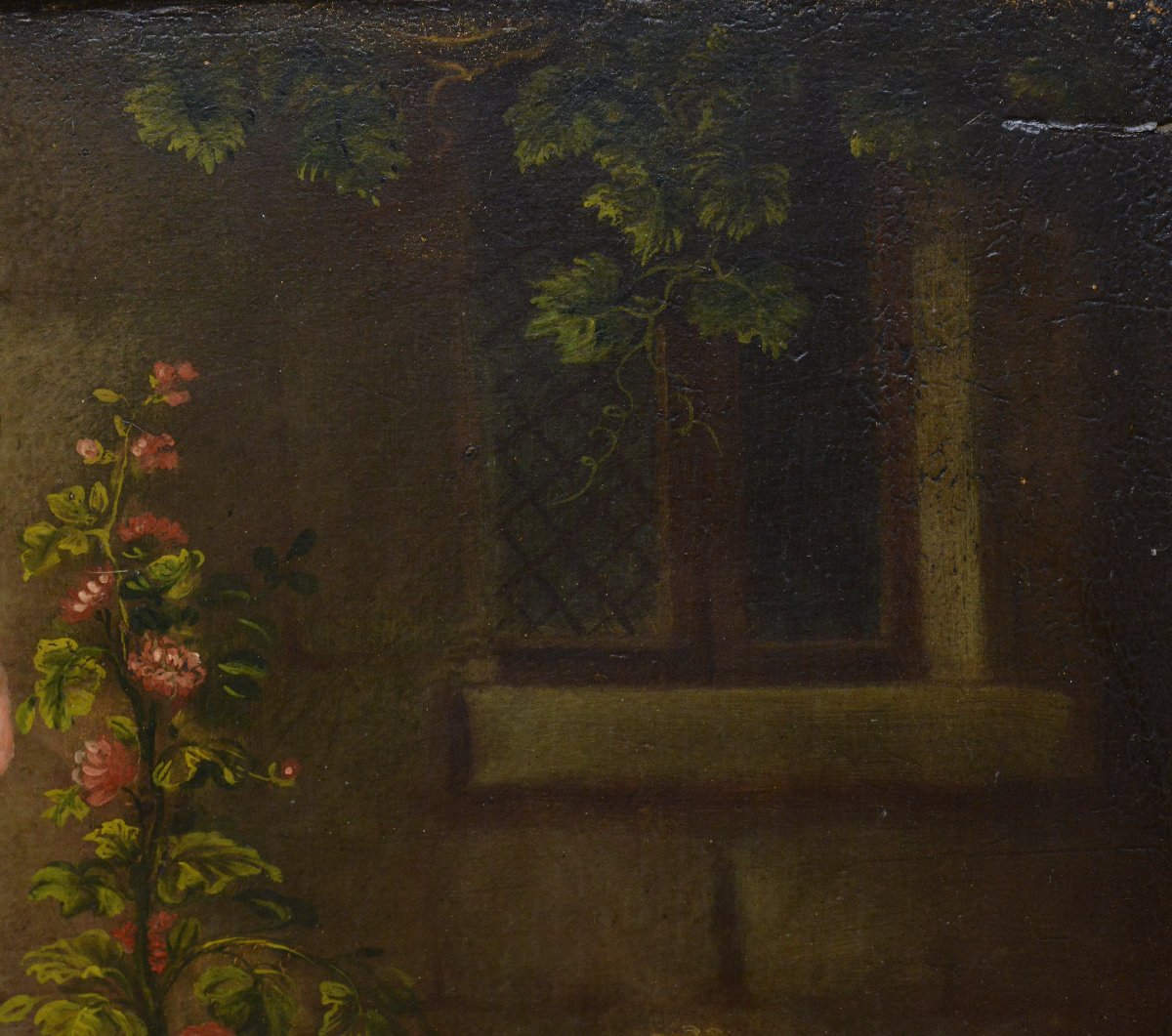 Fin 18e Siecle Scene de Genre Familiale Sentimentale Europeenne Huile Panneau Encadree-photo-2
