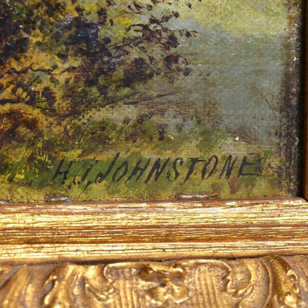 Paysage Contreforts Romantique Victorien 19e Siècle Huile sur Toile Signée Encadrée-photo-1