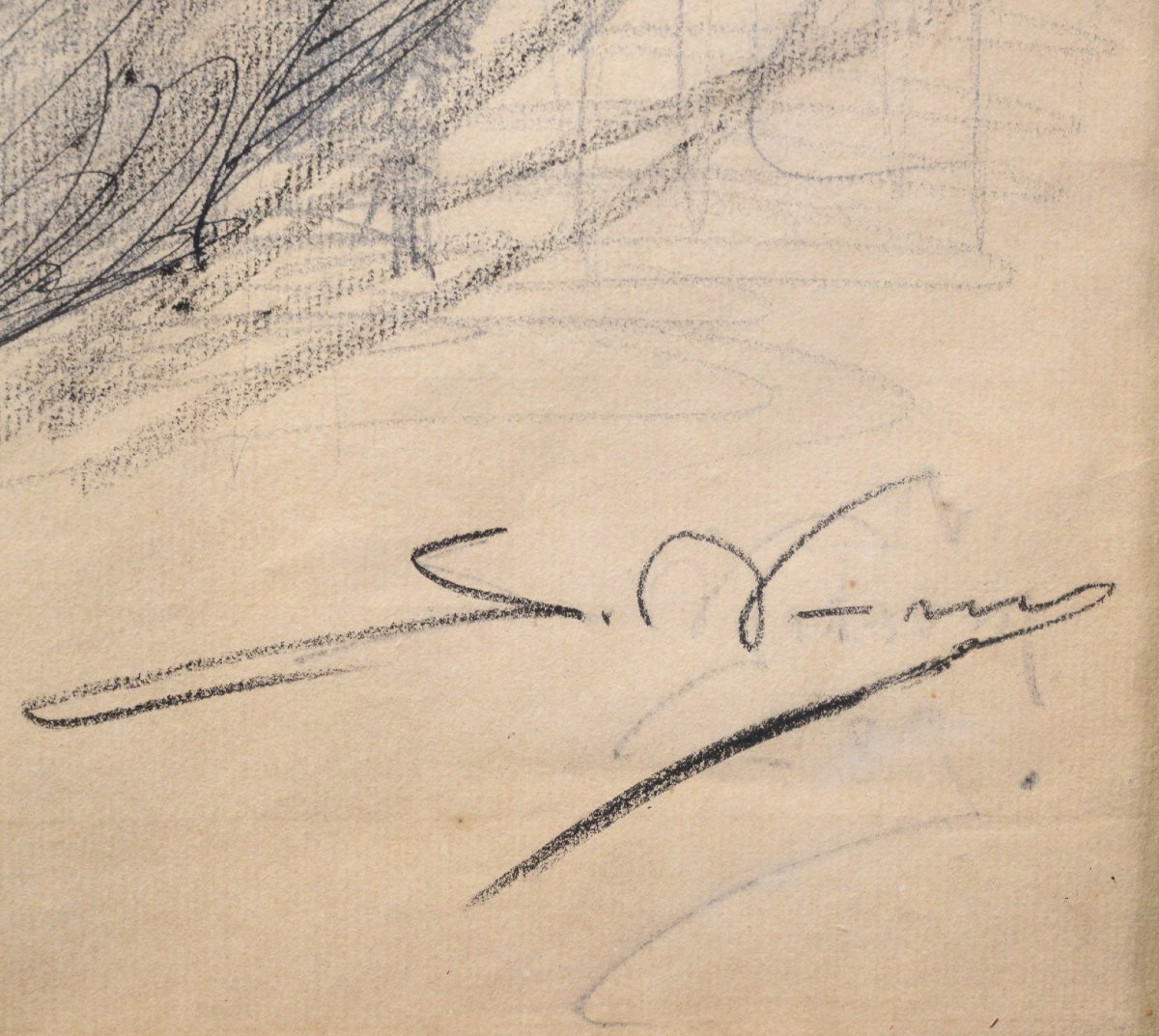 Late 19th Century European Portrait Drawing Man In Tricorn Mixed Media Signed-photo-1