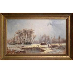 Dégel printanier Paysage de Barbizon Peinture à l'huile du 19ème siècle par l'impressionniste français