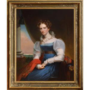Artiste Américain Portrait Dame Allemande 19e Siècle Peinture à l'Huile Par J. Eichholtz