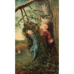 Germany Genre Scene Children On Swings Painting By Princess Marie Alexandrine