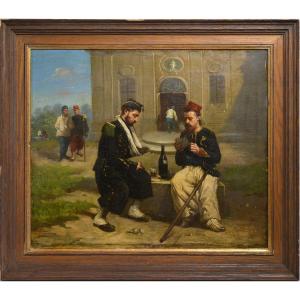 French Genre Scene Little Joys In A Military Hospital 19th Century Oil Painting