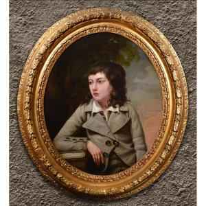 Portrait d'un étudiant adolescent Peinture à l'huile du XVIIIe siècle par un maître britannique