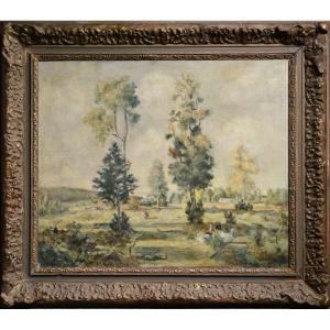 Serene Day At A Country Manor Landscape 1927 Oil Painting By Swedish Artist