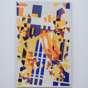 Composition Abstraite Geometrique Moderniste Vintage Milieu 20e Siecle Huile Toile