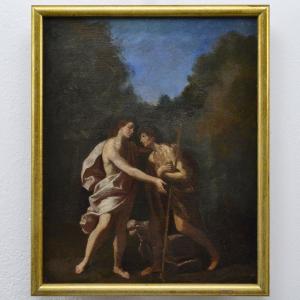 Peinture Huile Baroque Ecole Italienne 17e Siecle Christ Jean Baptiste Encadree