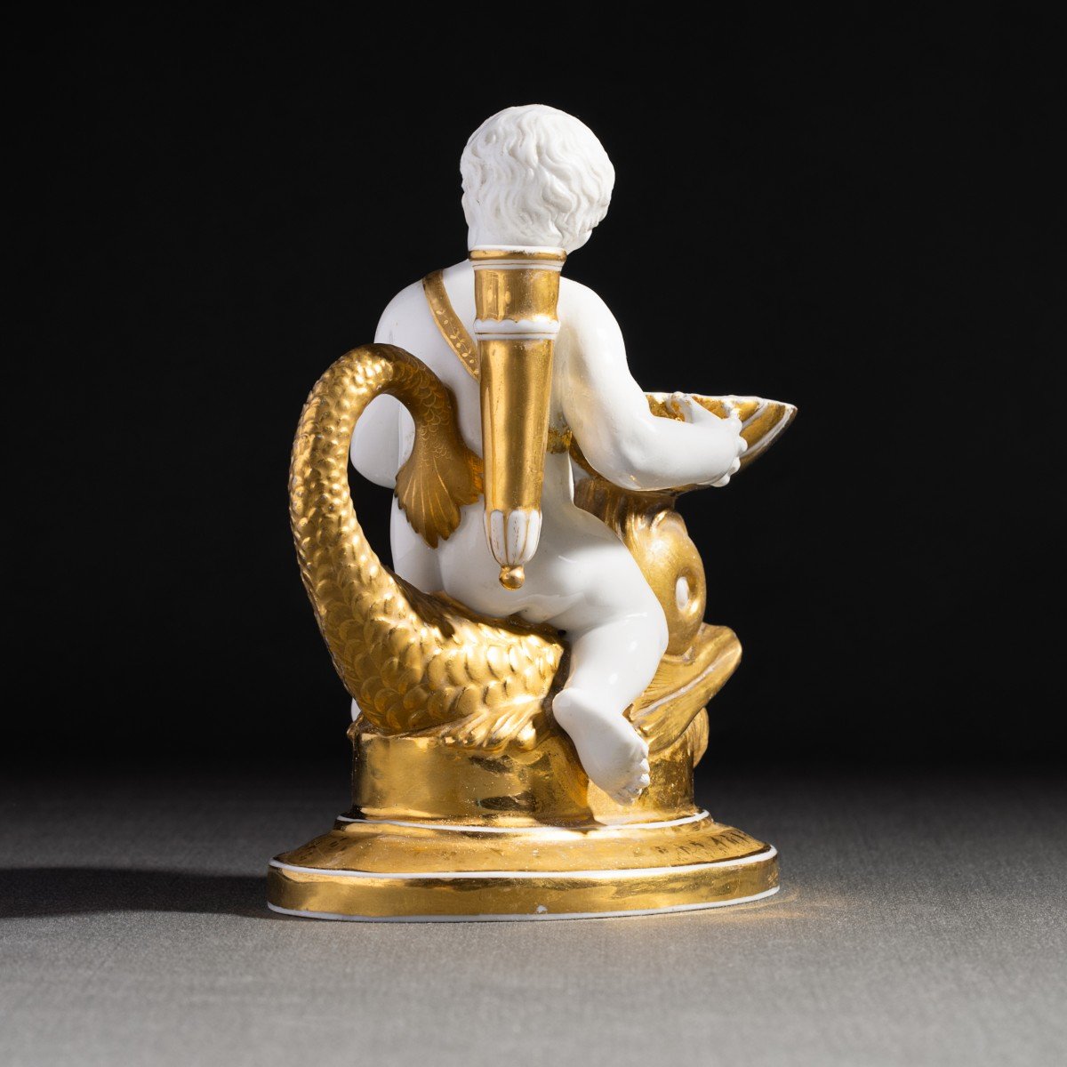 Gardner, Moscou - Porcelain Inkwell - Child Riding A Dolphin, Circa 1820-photo-5