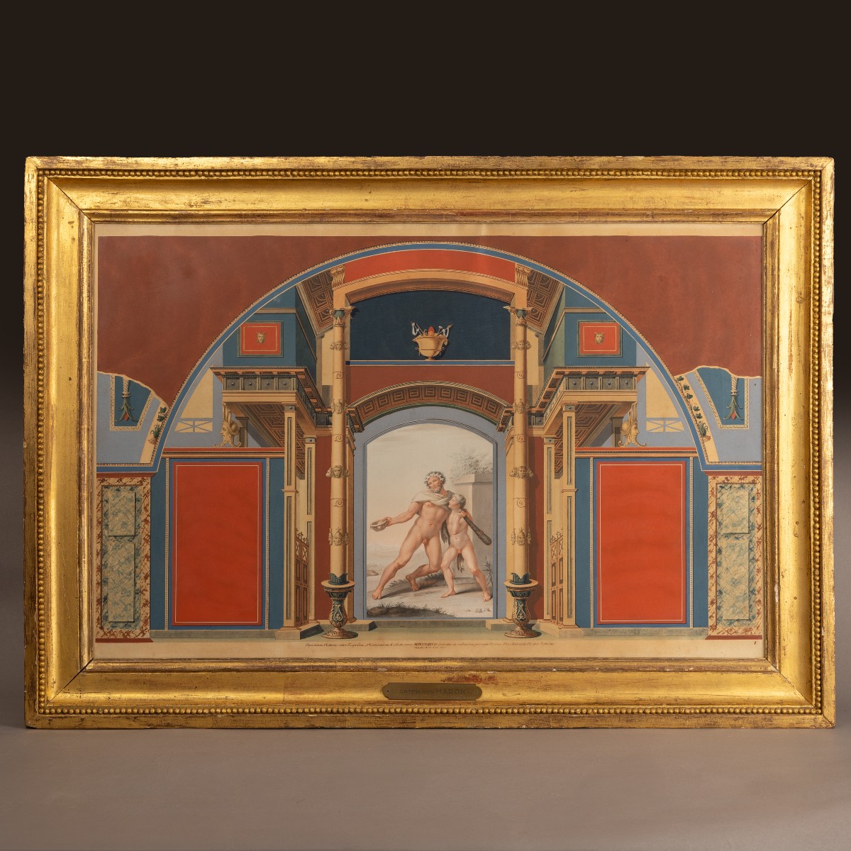 Campanella d'après Maron vers 1781 - grande gravure d'Hercule ivre - décors de la villa Negroni