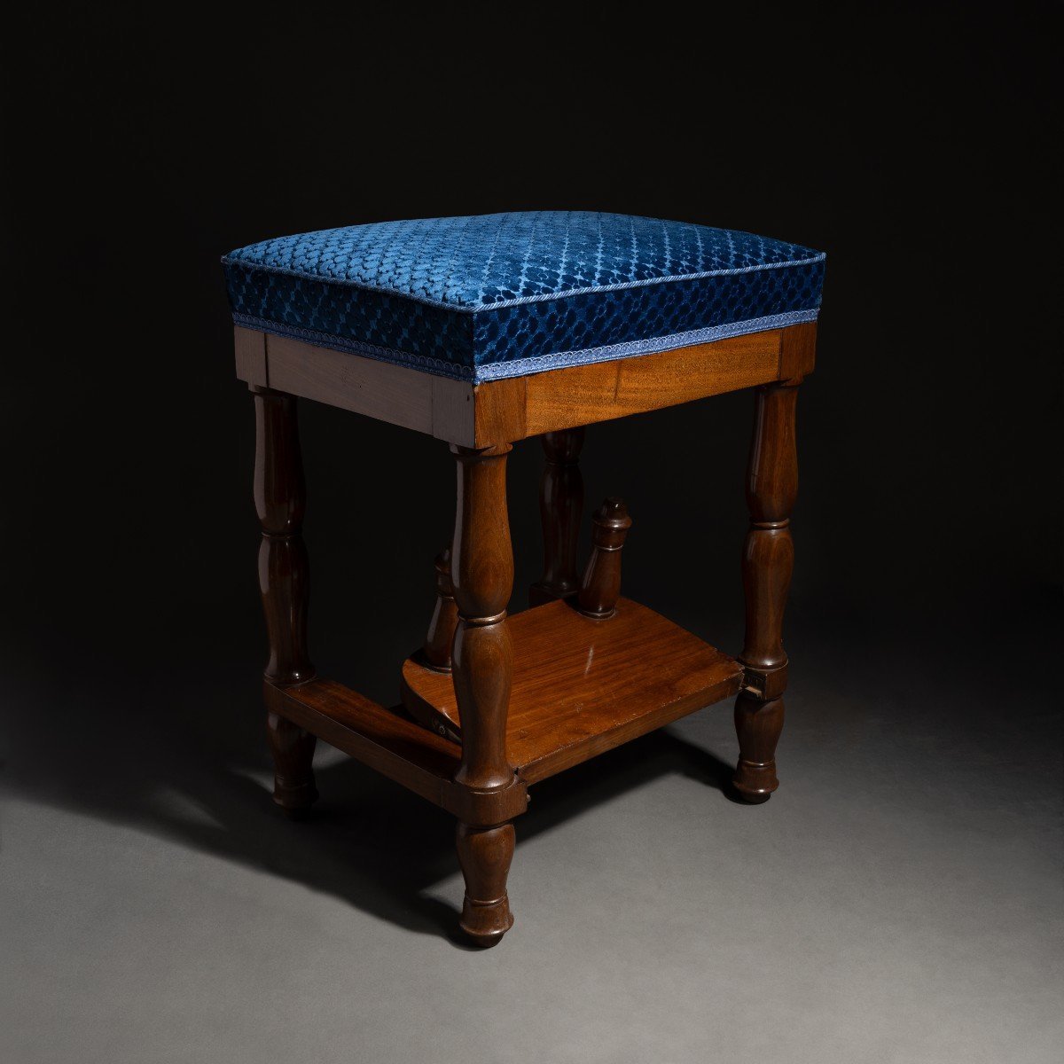 Balny Jeune - System Library Stool Circa 1810 - Mahogany And Silk Velvet-photo-2
