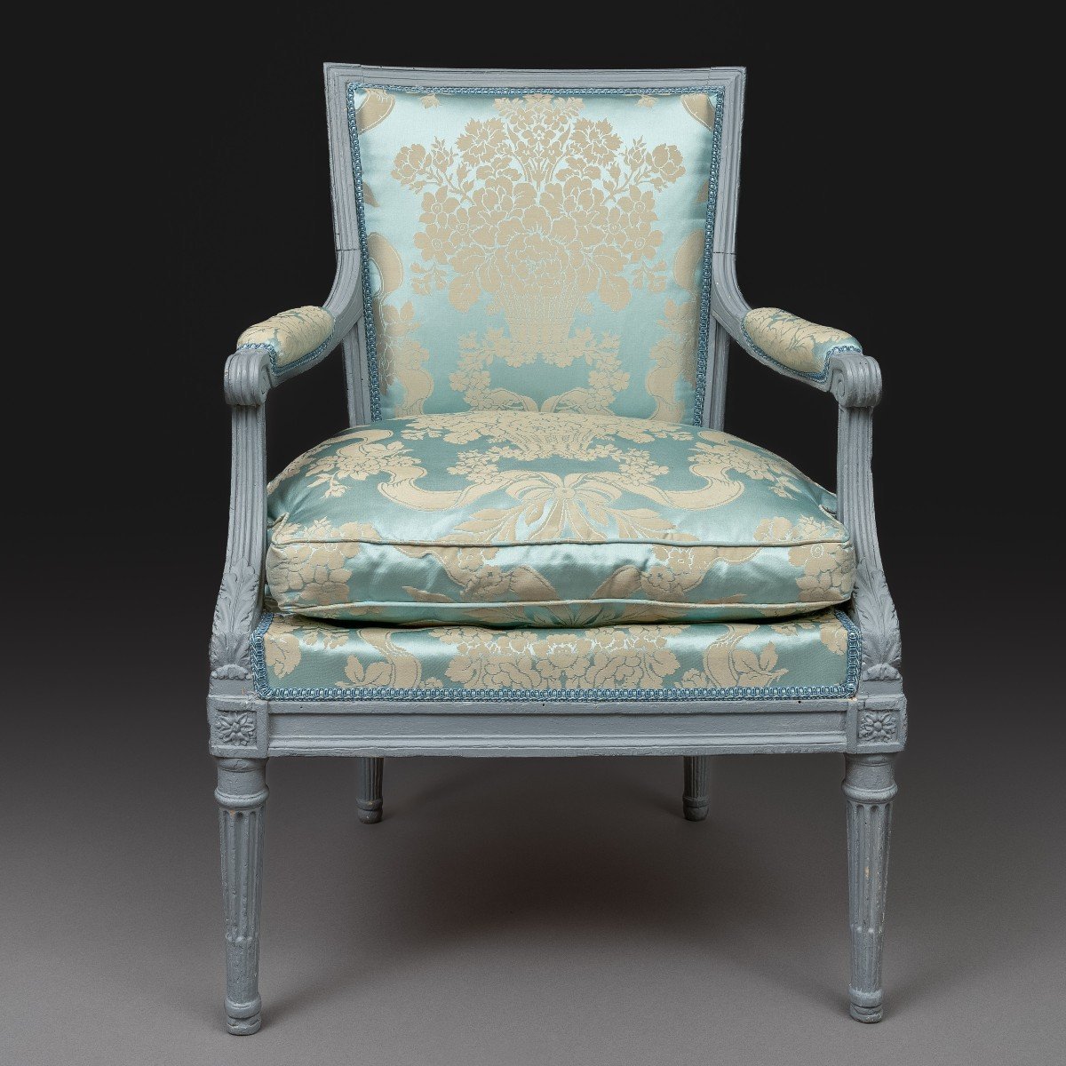 Georges Jacob, Master Craftsman In 1765 - Louis XVI Half-cabriolet Armchair - Beech Wood And Si-photo-5