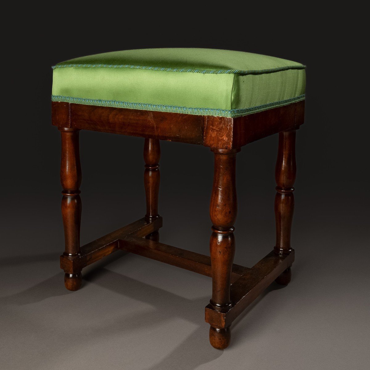 Paris, Empire Period, Restoration - Mahogany And Silk Stool By Lelièvre-photo-4