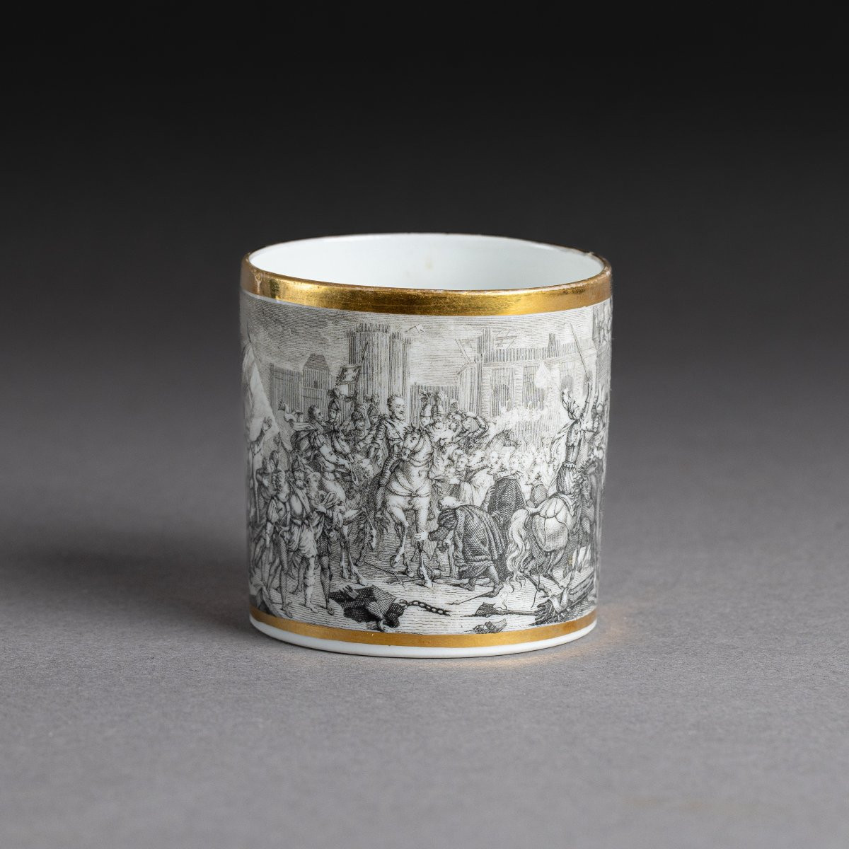 Sèvres et Paris, vers 1820 - tasse et soucoupe d'après Gérard "l'entrée d'Henri IV à Paris" -photo-4
