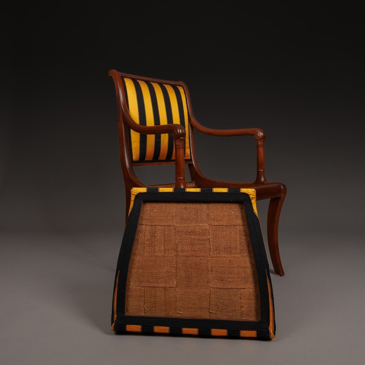 Jacob Desmalter - fauteuil impérial en acajou et soie Prelle - vers 1810-photo-3