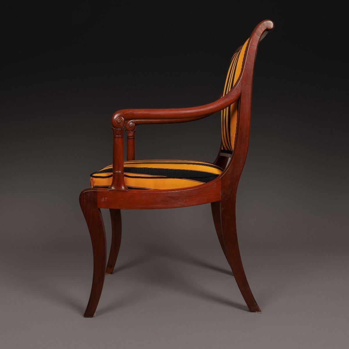 Jacob Desmalter - fauteuil impérial en acajou et soie Prelle - vers 1810-photo-6